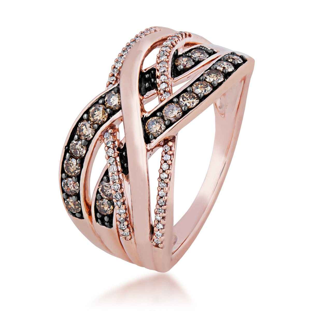 1/2 ct. tw. Mocha & White Diamond Fashion Ring in 10K Pink Gold front view