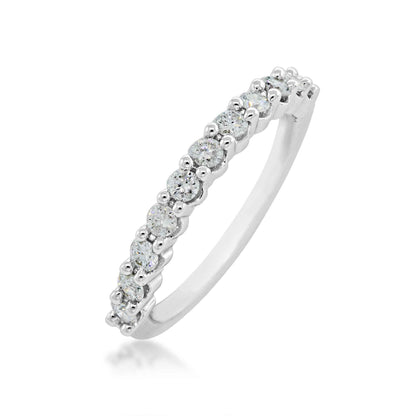 1/2 ct. tw. Round Brilliant Diamond Anniversary Band in 10K White Gold front view