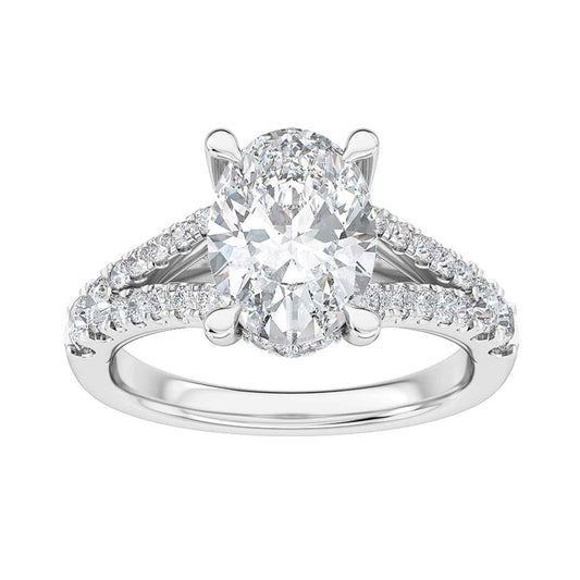 Adamante 2-3/4 ct. tw. Oval Lab-Grown Diamond Engagement Ring in 14K White Gold