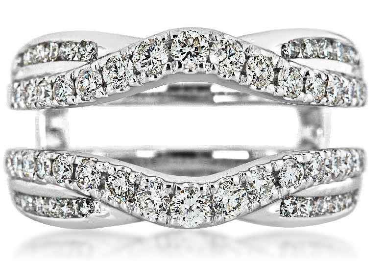 1 ct. tw. Diamond Pave Wedding Ring Enhancer in 14K White Gold front view