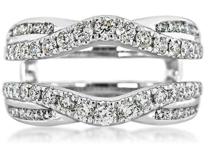 1 ct. tw. Diamond Pave Wedding Ring Enhancer in 14K White Gold front view
