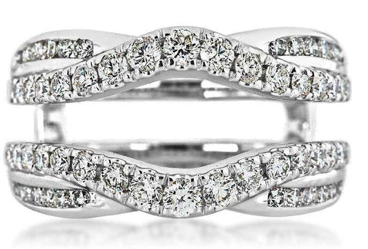 1 ct. tw. Diamond Pave Wedding Ring Enhancer in 14K White Gold front view