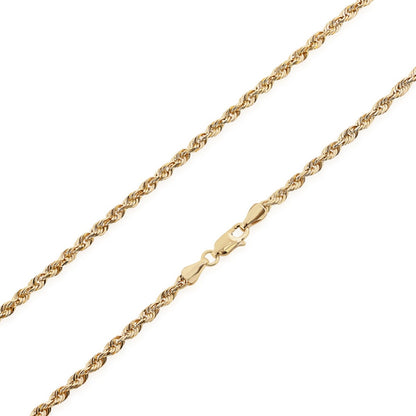 4.9mm 24-inch Solid Diamond Cut Rope Chain in 14K Yellow Gold front view