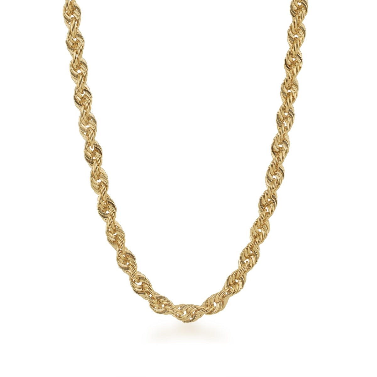 5.4mm 24-inch Semi-Solid Diamond Cut Rope Chain in 10K Yellow Gold