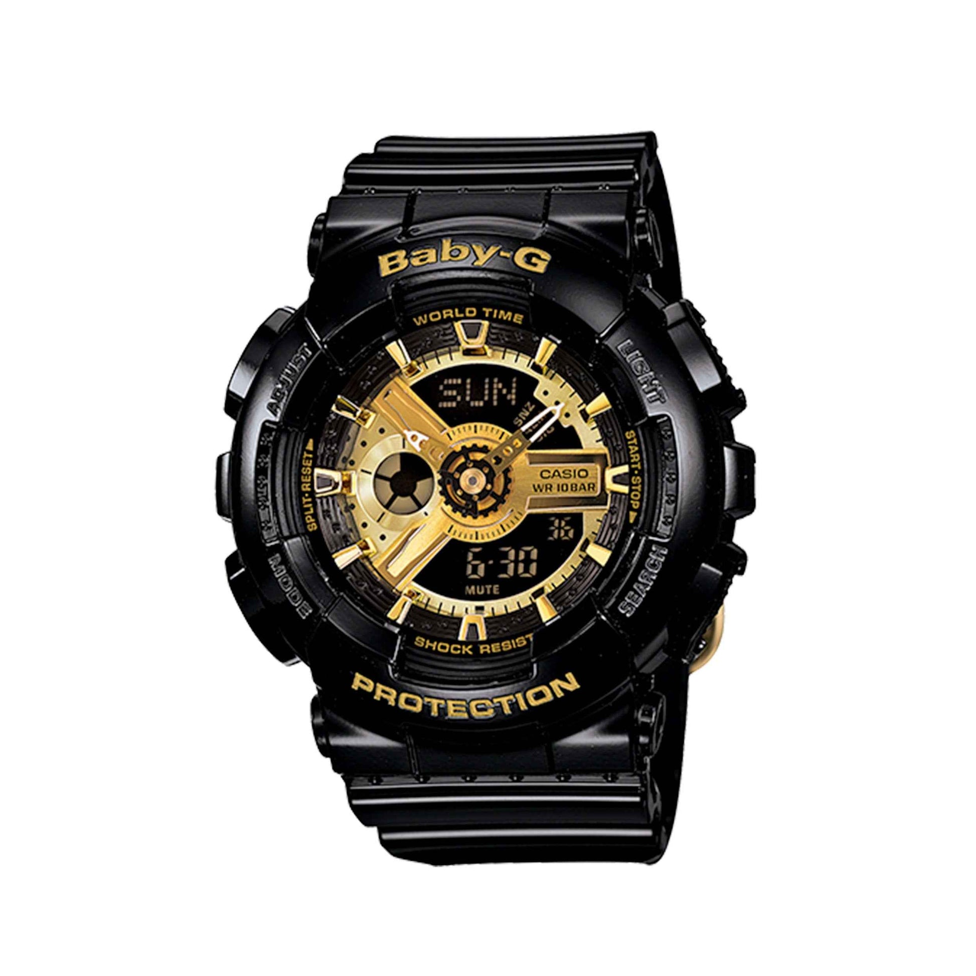Casio G-Shock Baby-G Ladies' 24MM Black Resin Band with Gold Face Accents Watch
