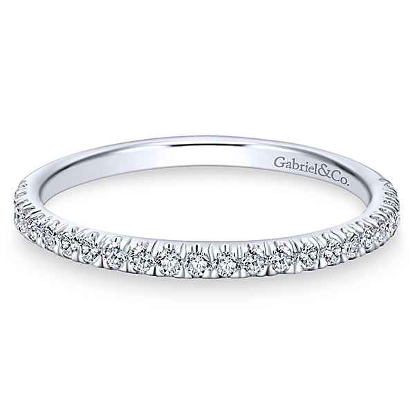 Gabriel & Co. 1/4 ct. tw. Round Inset Diamond Wedding Band in 14K White Gold