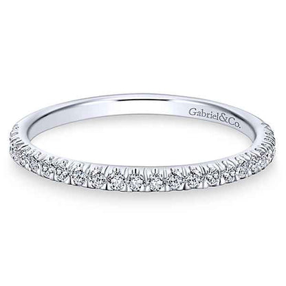 Gabriel & Co. 1/4 ct. tw. Round Inset Diamond Wedding Band in 14K White Gold