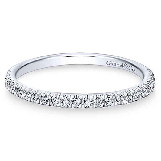 Gabriel & Co. 1/4 ct. tw. Round Inset Diamond Wedding Band in 14K White Gold