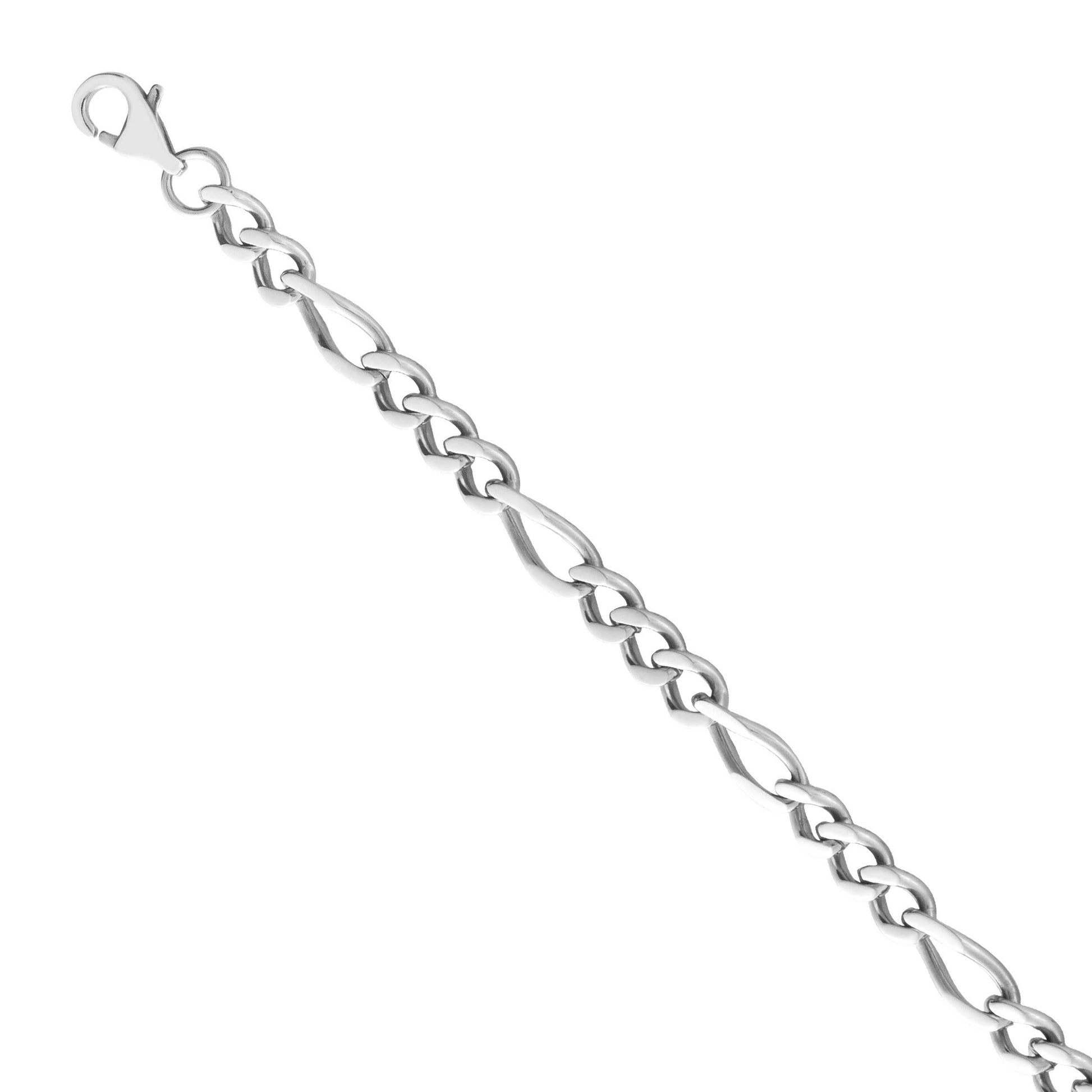 5mm 24-inch Figaro Chain Necklace in Stainless Steel front view