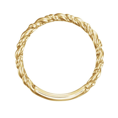 Twisted Rope Stackable Ring in 14K Yellow Gold front view