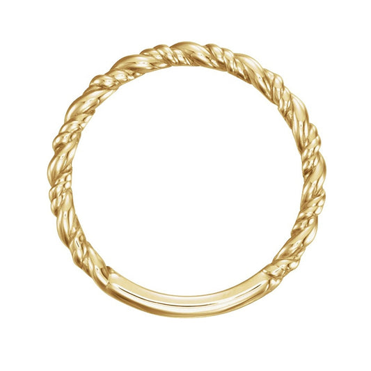 Twisted Rope Stackable Ring in 14K Yellow Gold front view
