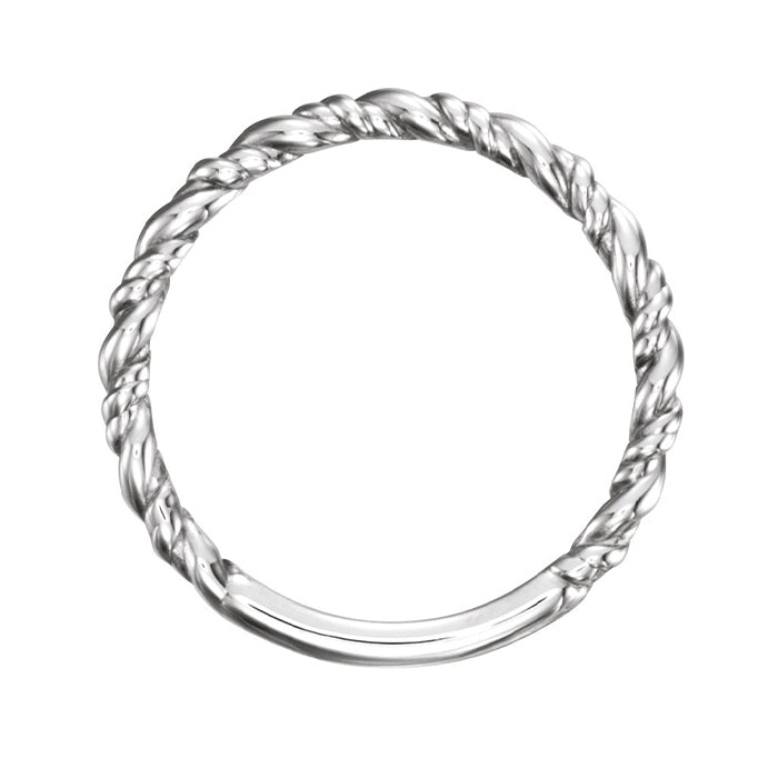 Twisted Rope Stackable Ring in Sterling Silver front view