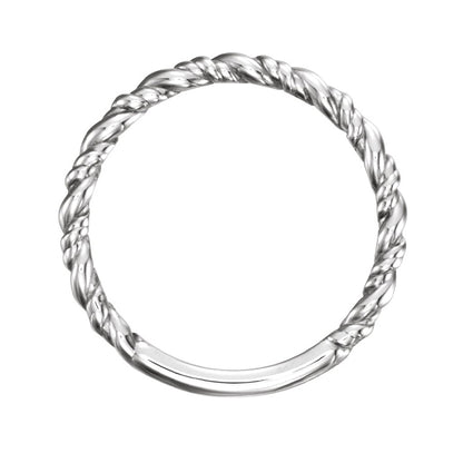 Twisted Rope Stackable Ring in Sterling Silver front view