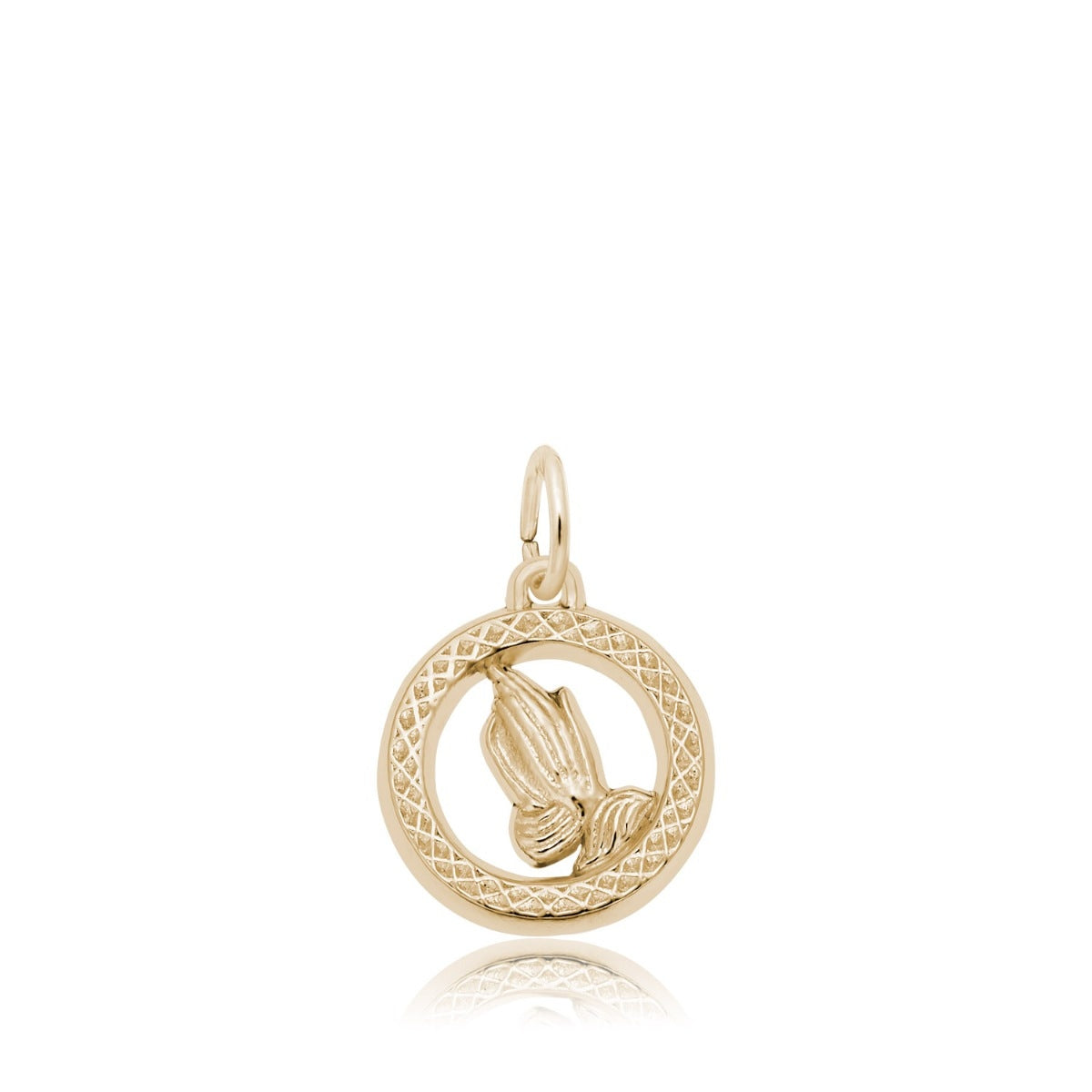 Praying Hands Open Disc Charm in 14K Yellow Gold