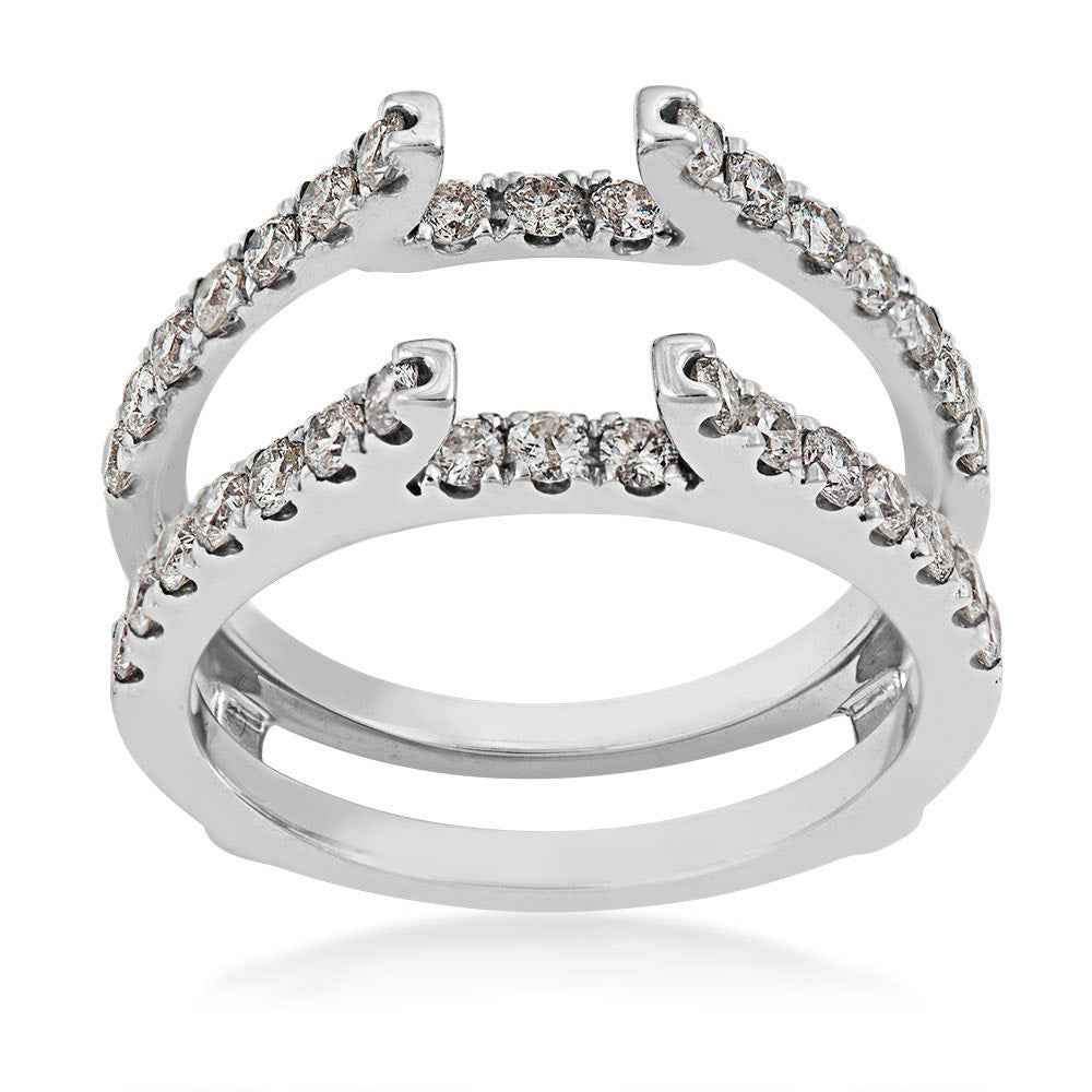 1 ct. tw. Round Diamond French V Split Wedding Ring Enhancer in 14K White Gold