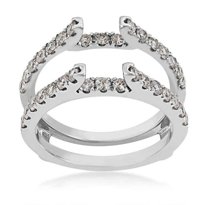 1 ct. tw. Round Diamond French V Split Wedding Ring Enhancer in 14K White Gold