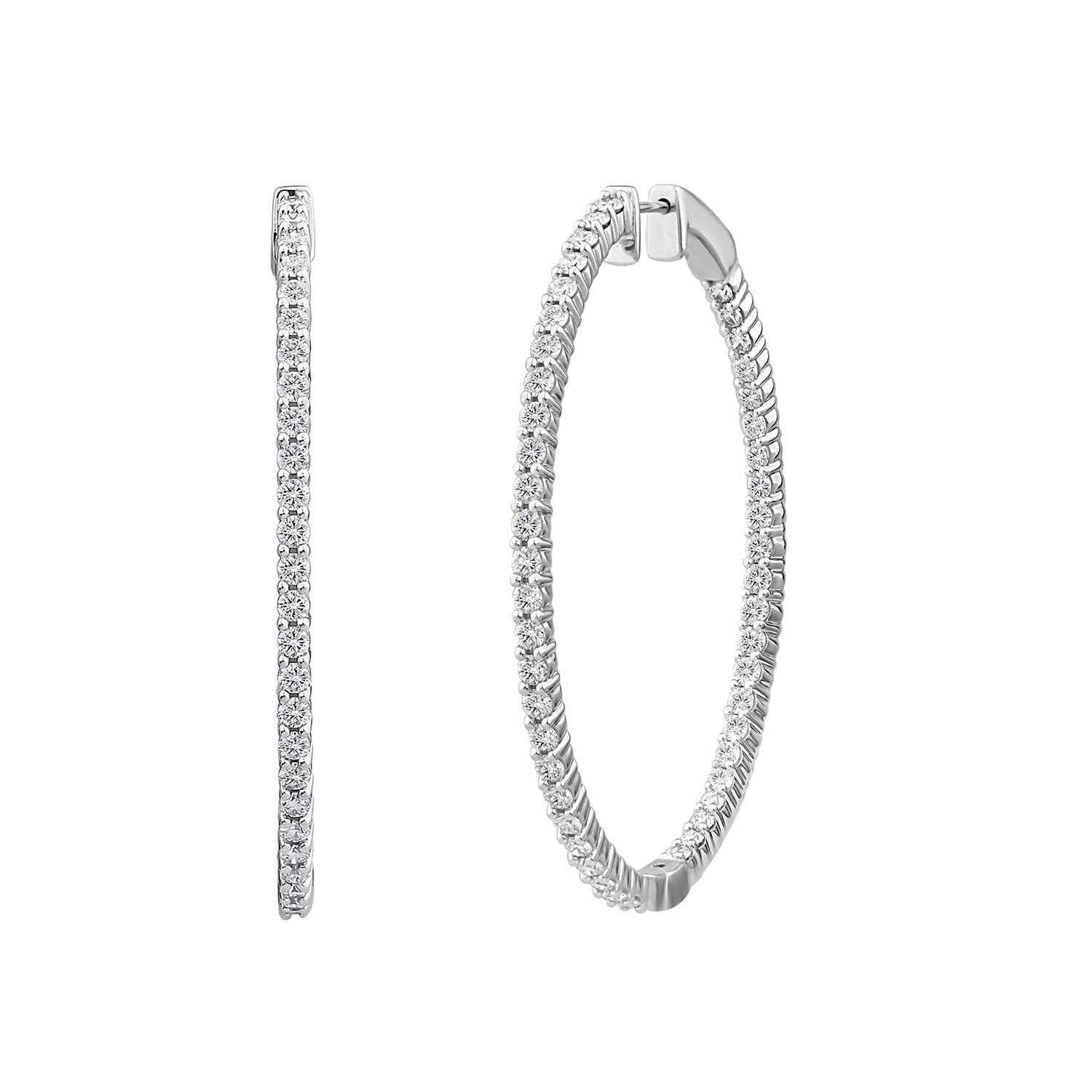 Adamante 3 ct. tw. Round Brilliant Lab-Grown Diamond Hoop Earrings in 14K White Gold