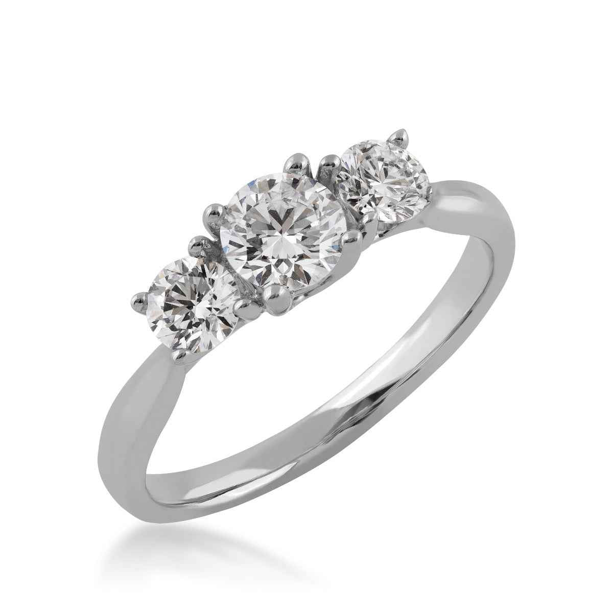 Adamante 1 ct. tw. Lab-Grown Round Brilliant Diamond 3-Stone Ring in 10K White Gold front view