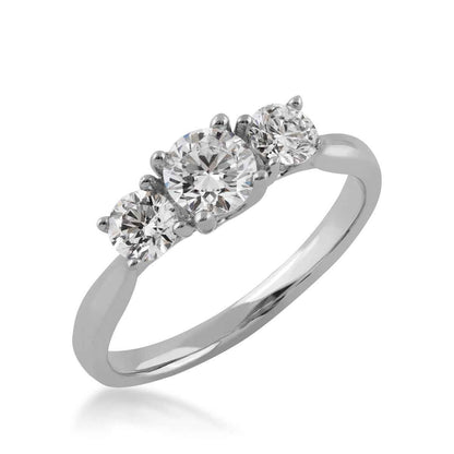 Adamante 1 ct. tw. Lab-Grown Round Brilliant Diamond 3-Stone Ring in 10K White Gold front view