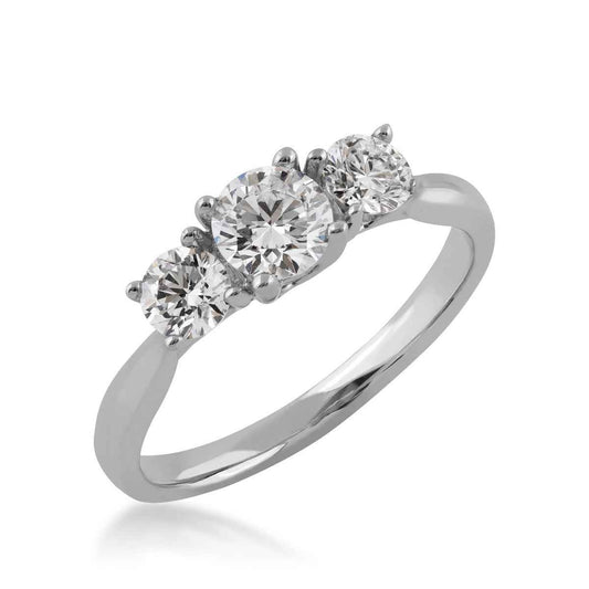 Adamante 1 ct. tw. Lab-Grown Round Brilliant Diamond 3-Stone Ring in 10K White Gold front view