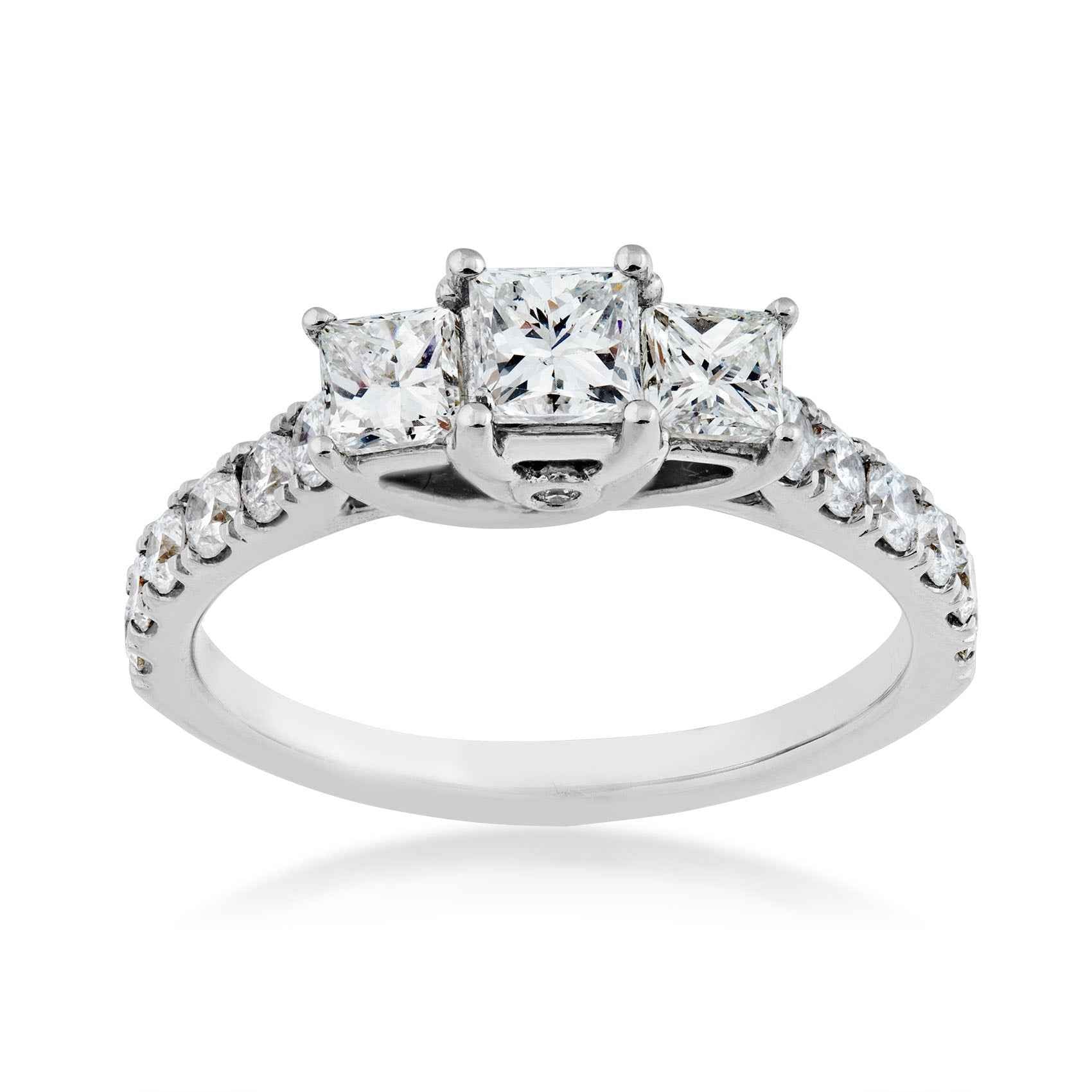 1 ct. tw. 3-Stone Princess Cut Diamond Anniversary Ring in 14K White Gold