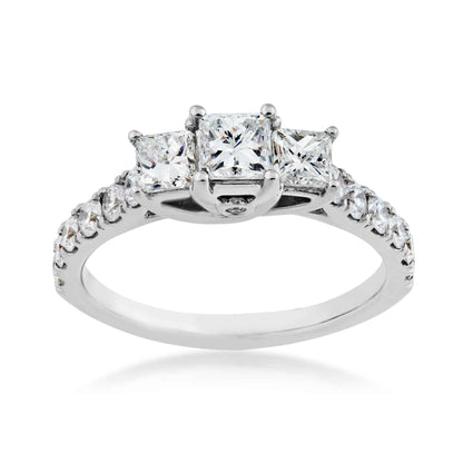 1 ct. tw. 3-Stone Princess Cut Diamond Anniversary Ring in 14K White Gold