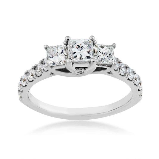1 ct. tw. 3-Stone Princess Cut Diamond Anniversary Ring in 14K White Gold