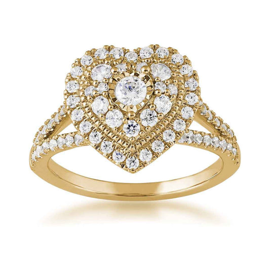 True Promise 1 ct. tw. Diamond Heart-Shaped Cluster Engagement Ring with Miracle Plate in 10K Yellow Gold