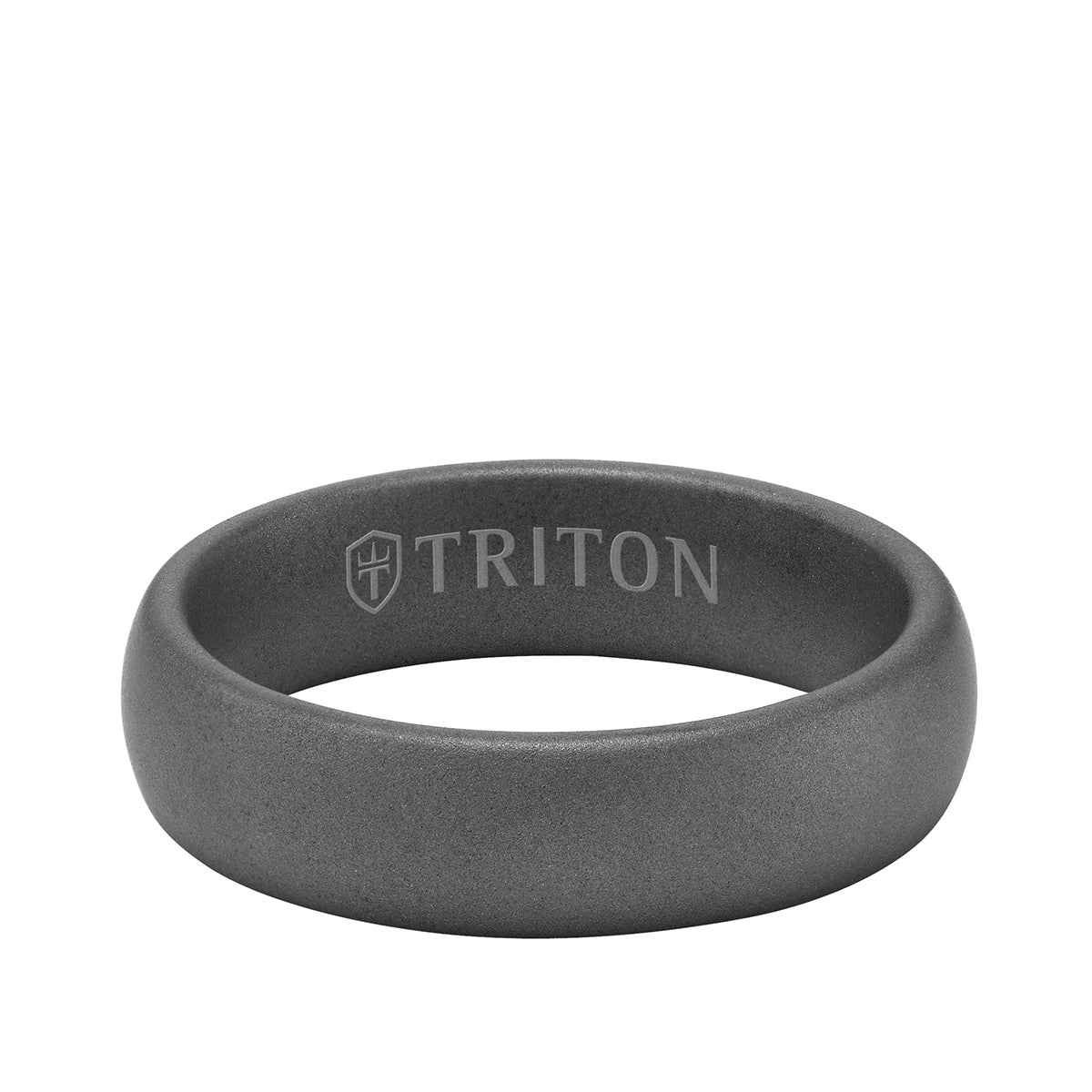Triton Men's 6mm Tungsten Lightly Sandblasted Rolled Edge Wedding Ring