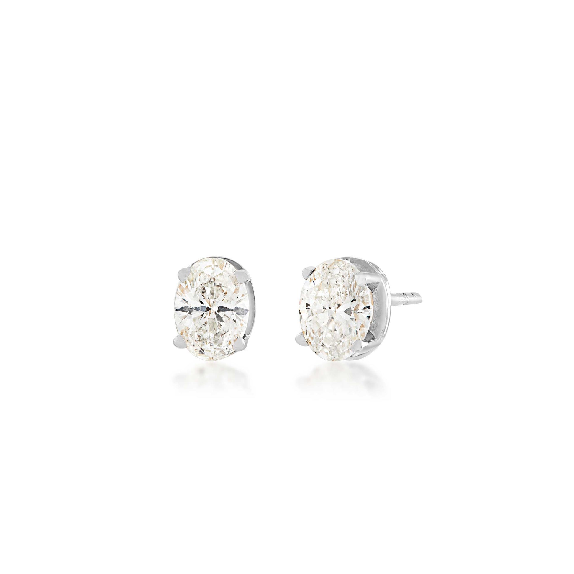 3/8 ct. tw. Oval Diamond Solitaire Earrings in 14K White Gold