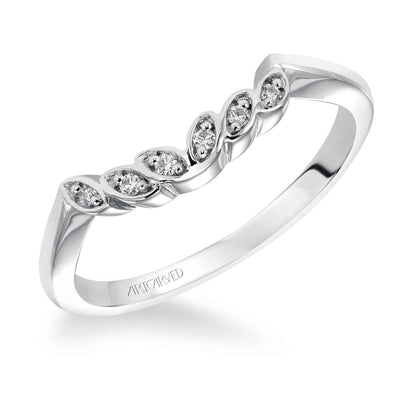 Artcarved Contemporary Diamond Accent Contoured Floral Wedding Band in 14K White Gold front view