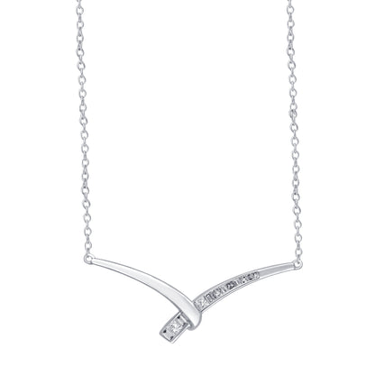 Kallati 1/3 ct. tw. Princess Cut & Baguette Diamond Chevron Bar Necklace in 14K White Gold