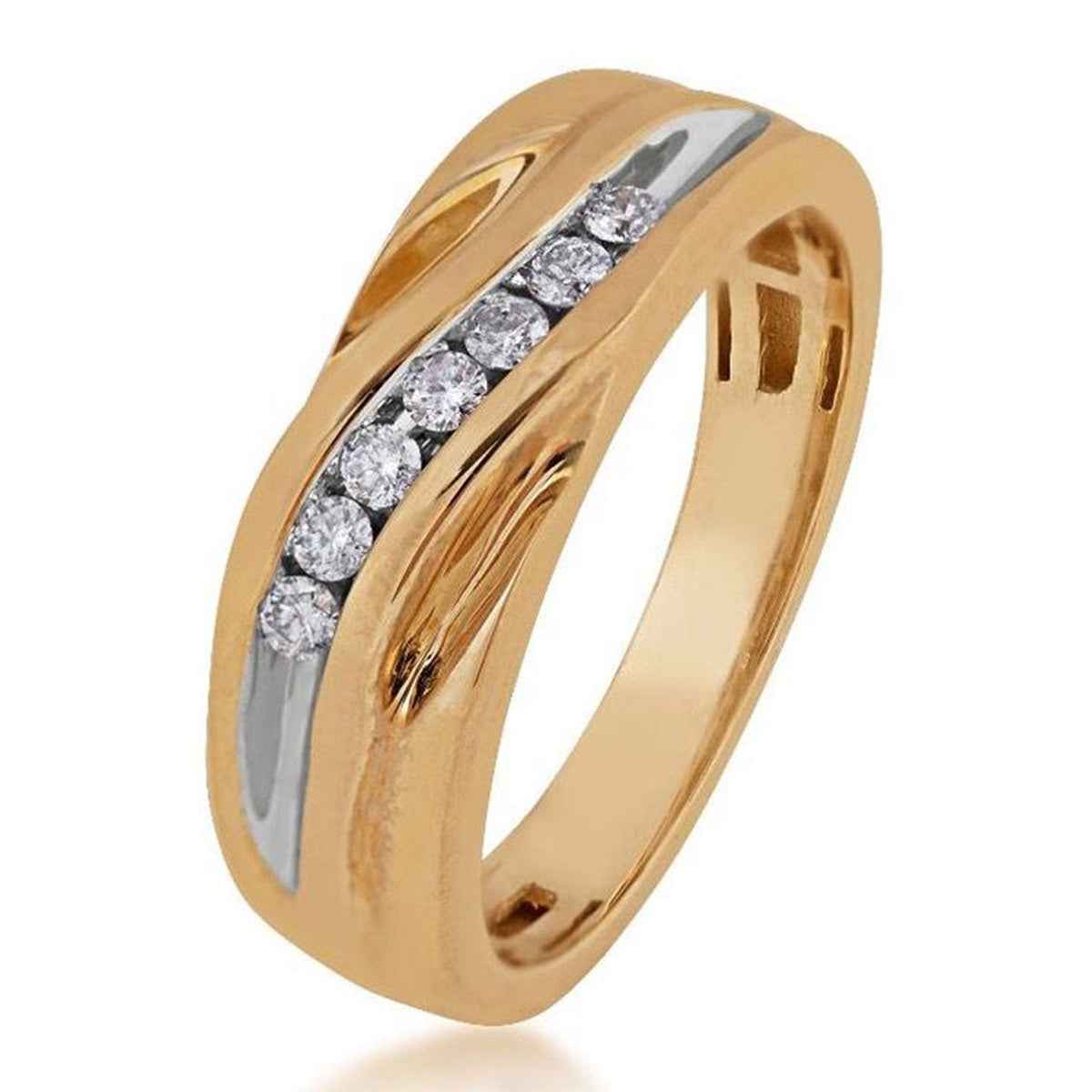 1/4 ct. tw. Men's Diamond Wedding Band in 10K Yellow Gold front view