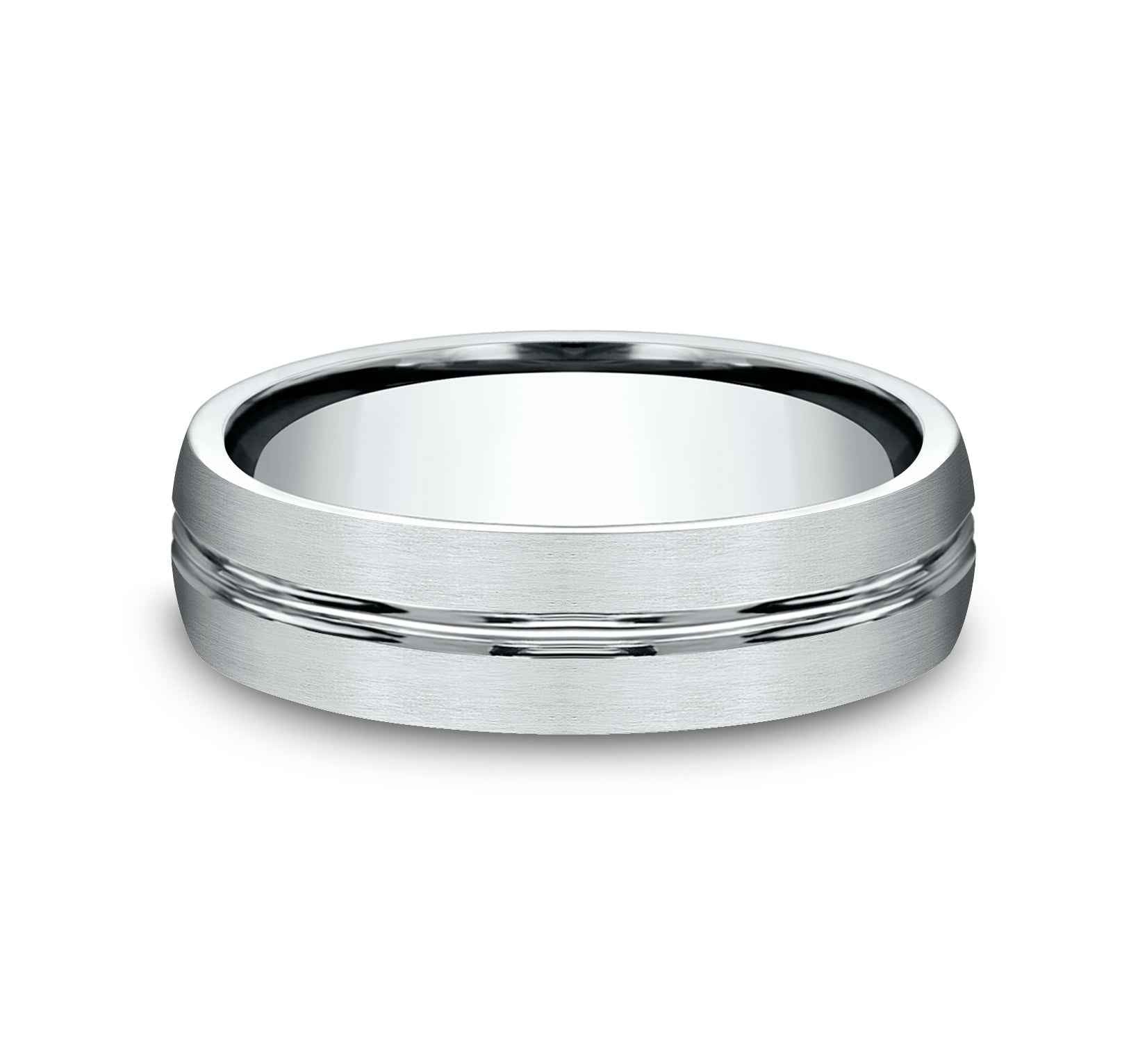 Benchmark Men's Satin Finish Wedding Band in 10K White Gold