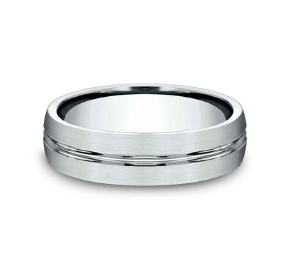 Benchmark Men's Satin Finish Wedding Band in 10K White Gold