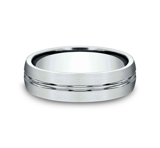 Benchmark Men's Satin Finish Wedding Band in 10K White Gold