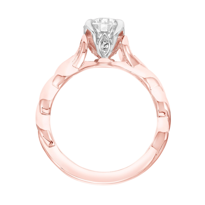Artcarved Contemporary .05 ct. tw. Diamond Semi-Mount Engagement Ring with Twisted Band Design in 14K Pink and front view