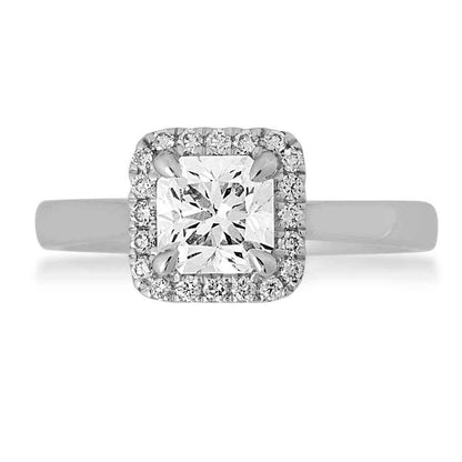 Canadian Rocks 1-1/6 ct. tw. Ideal Square Cut Diamond Halo Engagement Ring in 14K White Gold front view