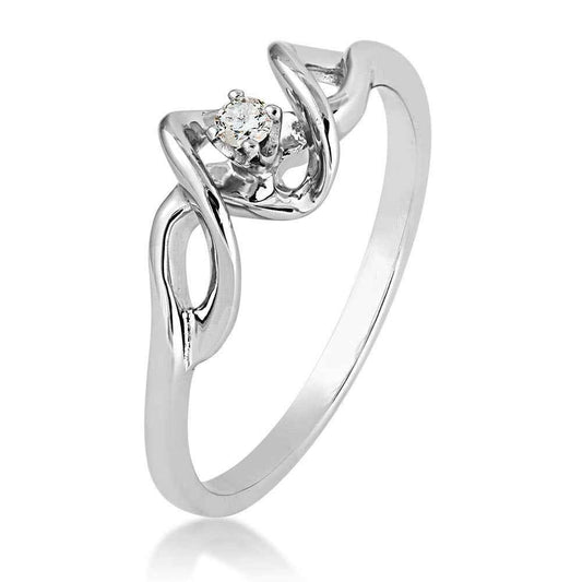 .05 ct. tw. Round Diamond Promise Ring with Twist Band in 10K White Gold