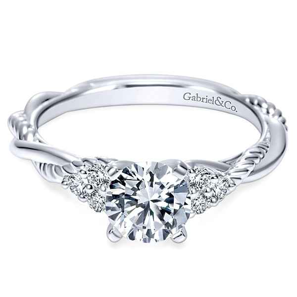 Gabriel & Co. 1/8 ct. tw. Twist Diamond Semi-Mount Engagement Ring in 14K White Gold
