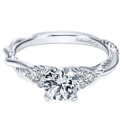 Gabriel & Co. 1/8 ct. tw. Twist Diamond Semi-Mount Engagement Ring in 14K White Gold