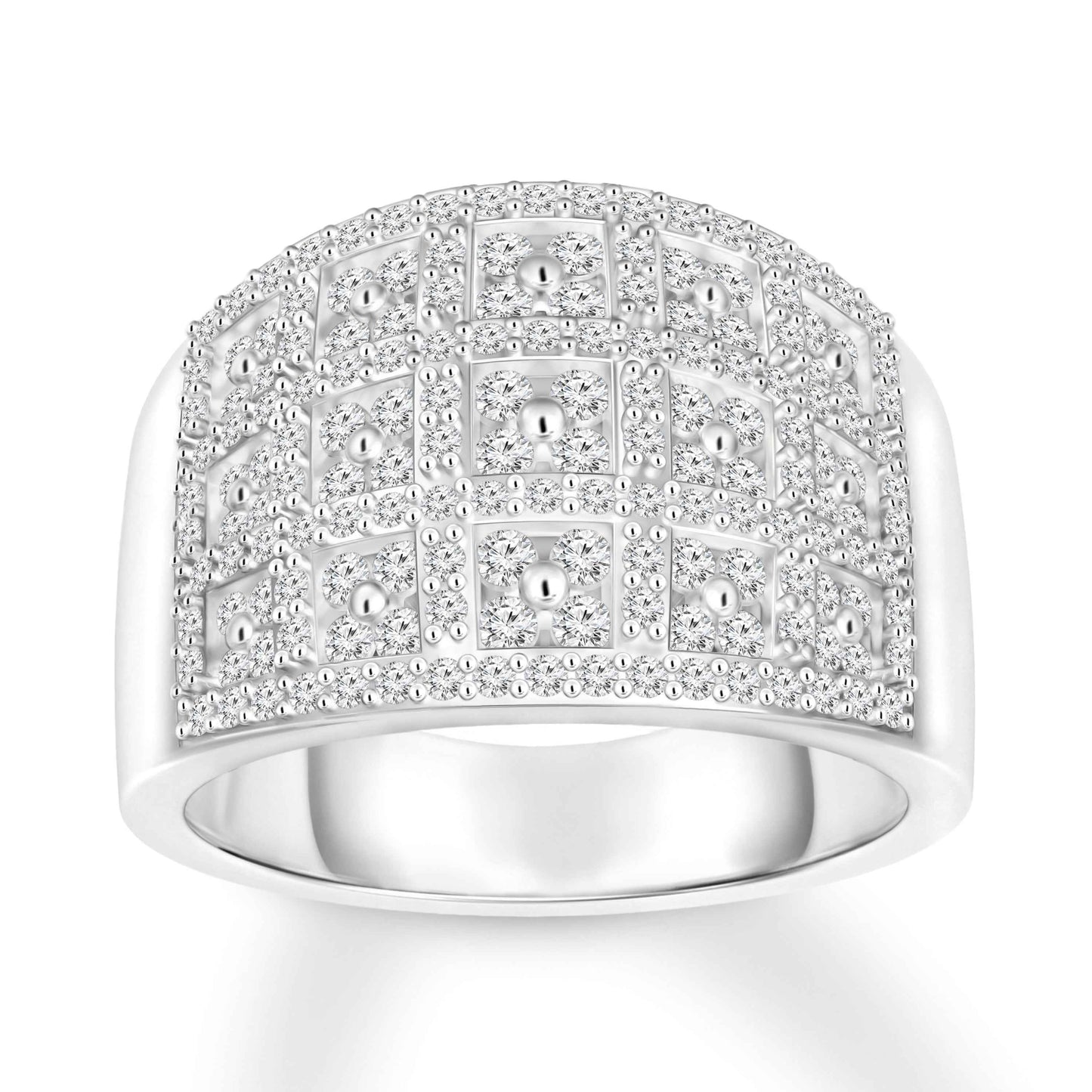 1 ct. tw. Diamond Geometric Designed Fashion Band in 10K White Gold