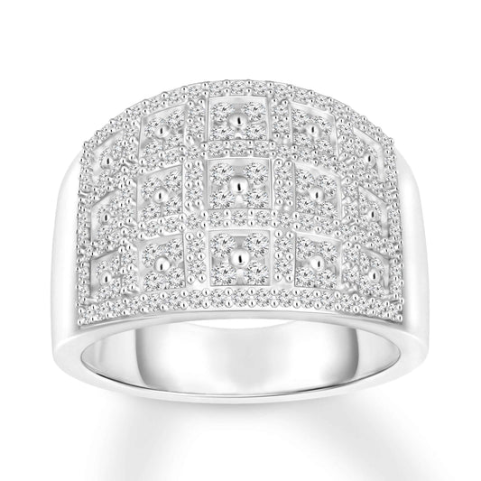 1 ct. tw. Diamond Geometric Designed Fashion Band in 10K White Gold