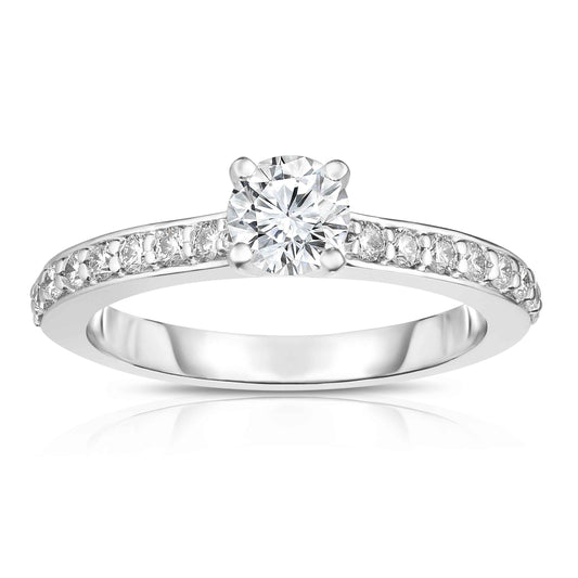 Brilliantly Yours 7/8 ct. tw. Round Brilliant Diamond Engagement Ring with Diamond Band in 14K White Gold