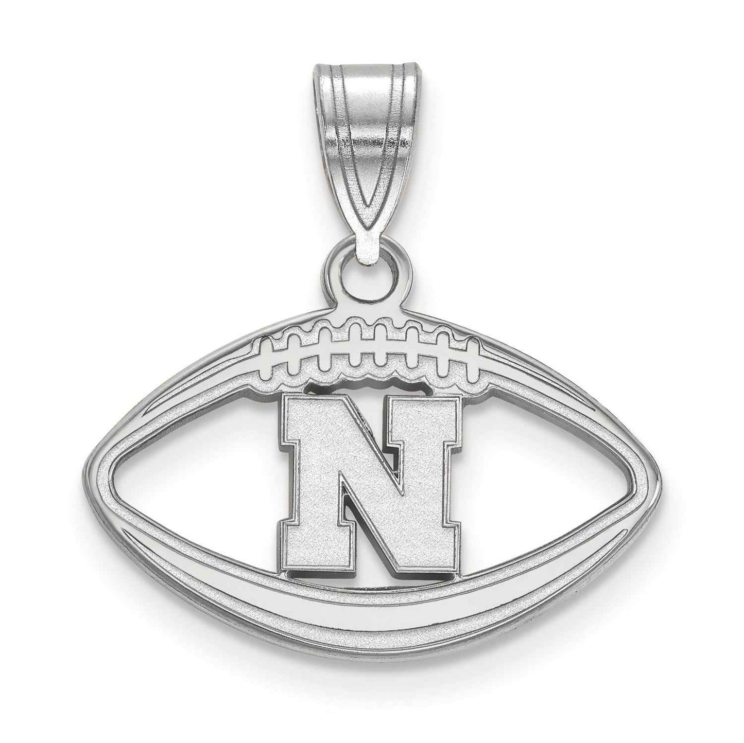 University of Nebraska 'N' Football Pendant in Sterling Silver