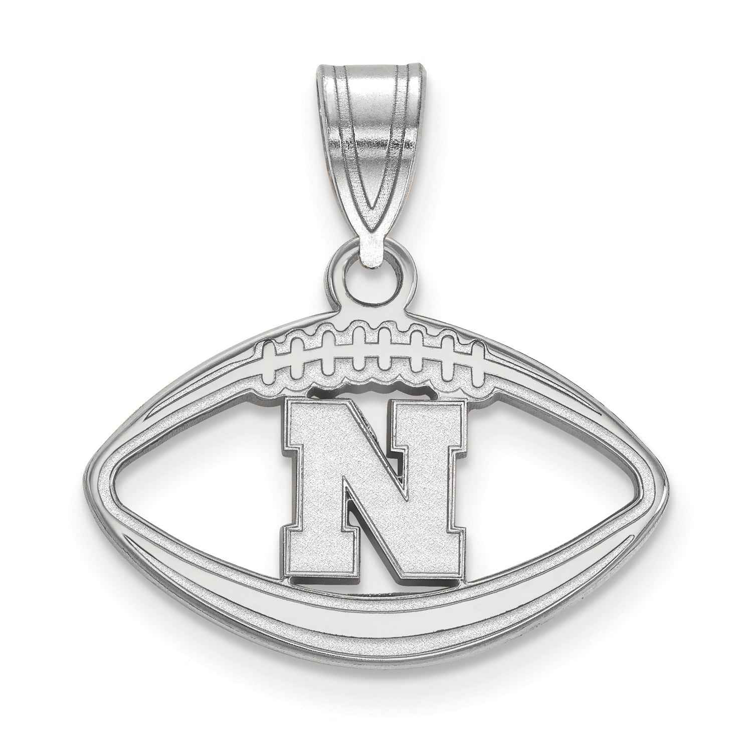 University of Nebraska 'N' Football Pendant in Sterling Silver