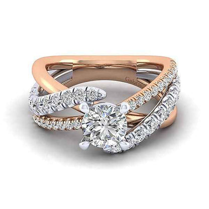 Gabriel & Co. .79 ct. Diamond Semi-Mount Engagement Ring with Double Split Shank Band in 14K White and Pink Gold