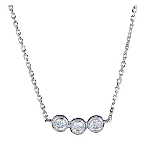 1/7 ct. tw. 3-Stone Round Diamond necklace in 10k white gold