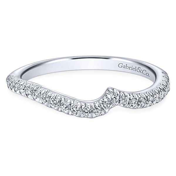 Gabriel & Co. .22 ct. tw. Diamond Wedding Band with Side Curved Design in 14K White Gold