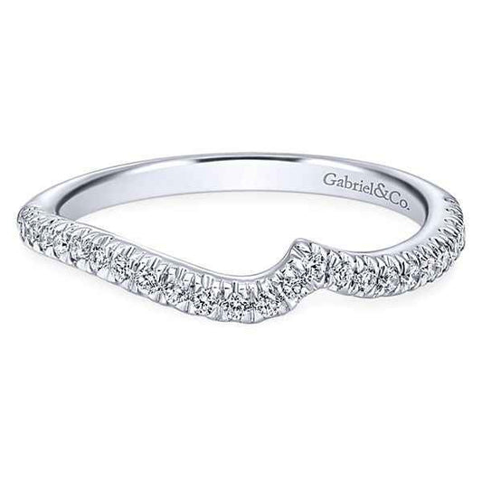 Gabriel & Co. .22 ct. tw. Diamond Wedding Band with Side Curved Design in 14K White Gold